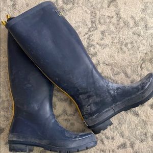 Joules Navy blue and gold knee high rain boots